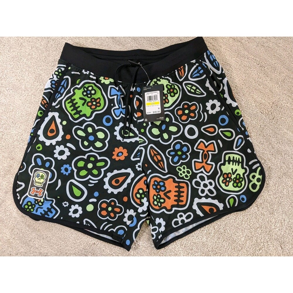 Under Armour Mens Day Of The Dead Running Shorts Medium 6" Unlined Halloween